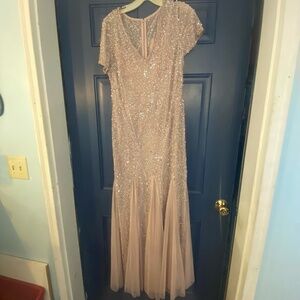 Blush Adrianna Papell Flutter Sleeve Gown